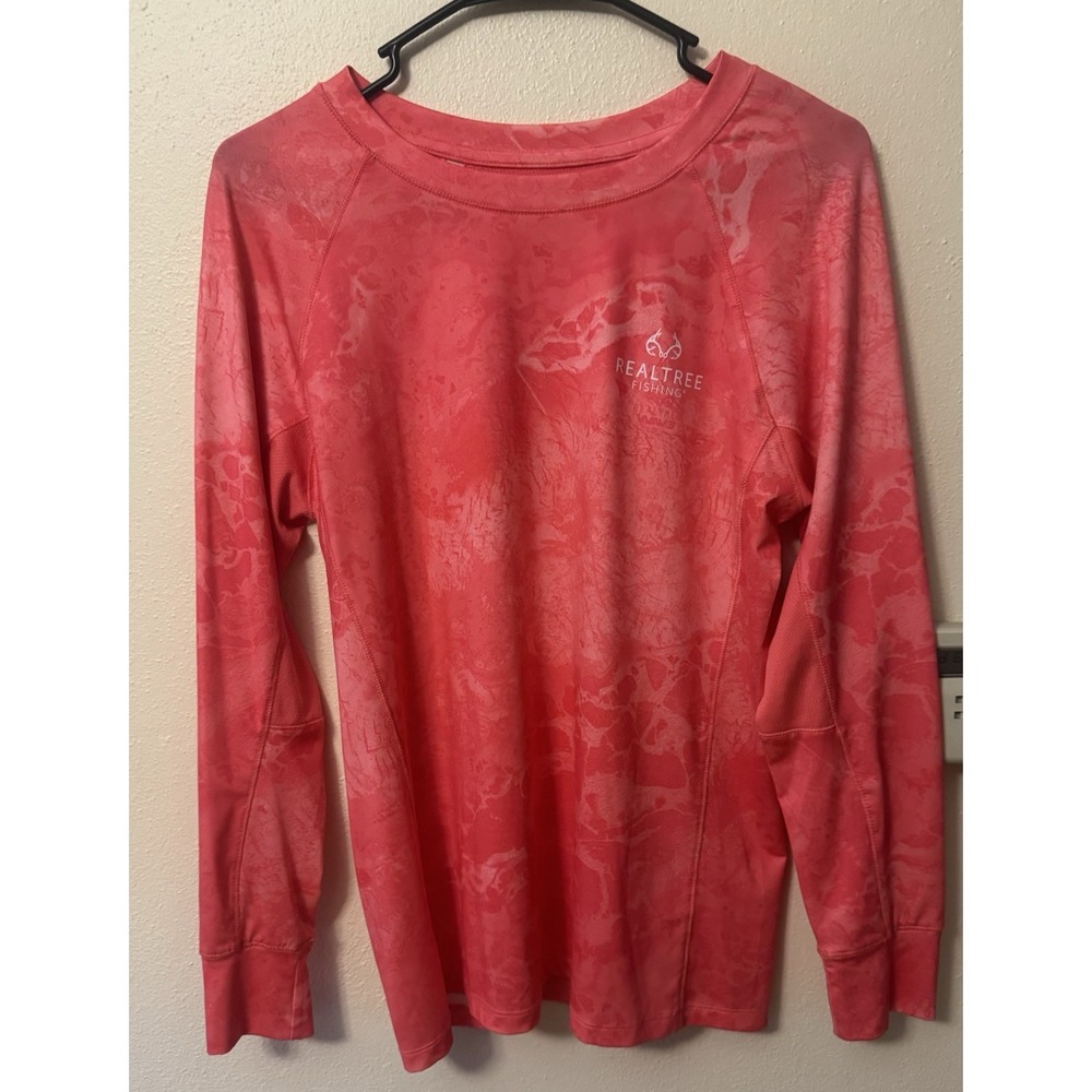 Realtree Fishing Pink Long Sleeve Performance Top Camo Size Medium M
